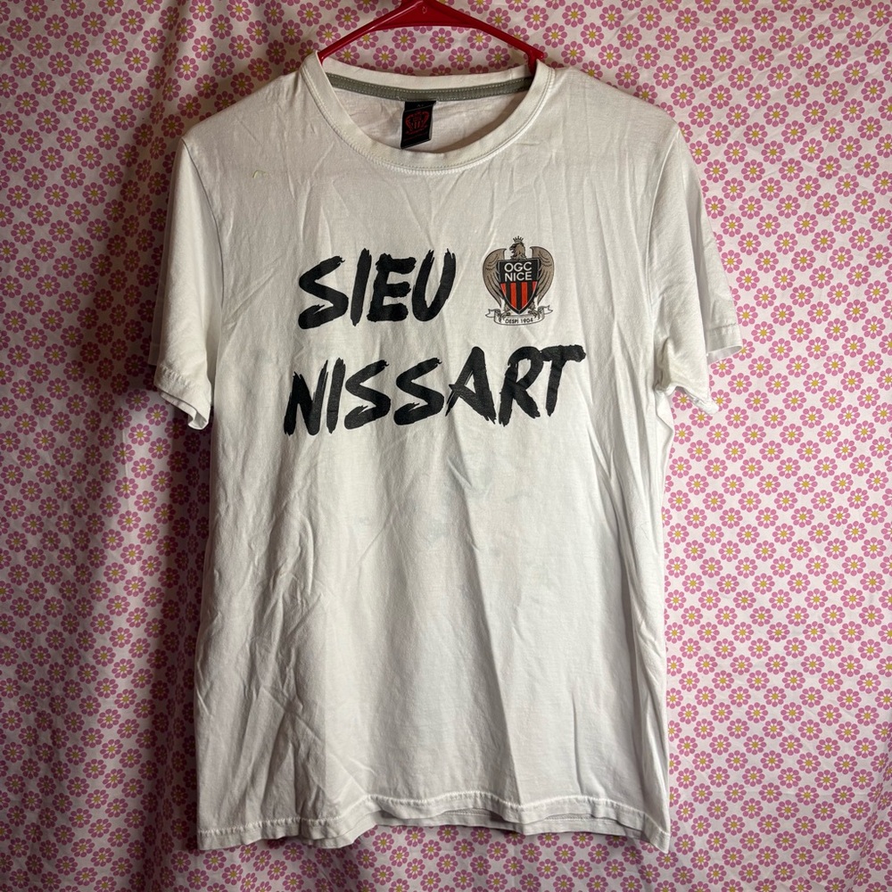 OGC Nice Official Soccer T-Shirt Size Medium White Sieu Nissart French Soccer